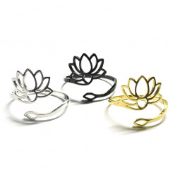Bague Fleur de Lotus en Acier Inoxydable