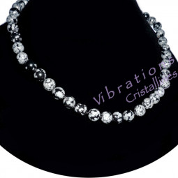 Collier Boules en Obsidienne Neige