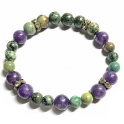 Bracelet Boules en Lépidolite & Turquoise