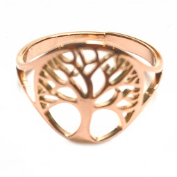 Bague Arbre de Vie en Acier Inoxydable couleur cuivre