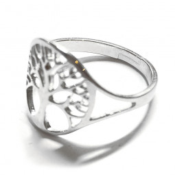 Bague Arbre de Vie en Acier Inoxydable couleur argent