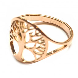 Bague Arbre de Vie en Acier Inoxydable couleur cuivre