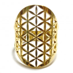 Bague Fleur de Vie en Acier Inoxydable couleur or