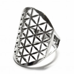 Bague Fleur de Vie en Acier Inoxydable couleur argent