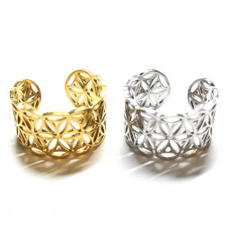 Bague Anneau Fleur de Vie en Acier Inoxydable