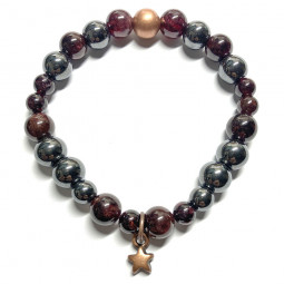 Bracelet Boules de Grenat & Hématite