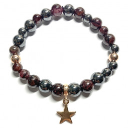 Bracelet Boules d'Hématite & Grenat