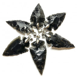 Pendentif Flèche en Obsidienne Noire