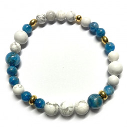 Bracelet Boules en Howlite & en Apatite