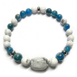 Bracelet Boules d'Apatite & Howlite