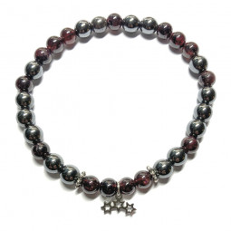 Bracelet Boules d'Hématite & de Grenat