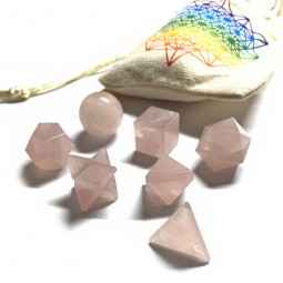 7 Solides de Platon en Quartz Rose