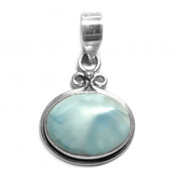 Pendentif en Larimar et Argent Ovale