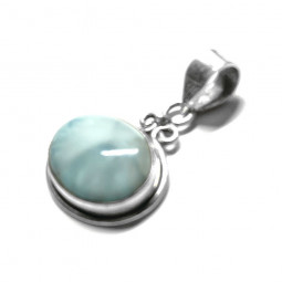 Pendentif en Larimar et Argent Ovale