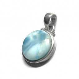 Pendentif en Larimar et Argent Rond
