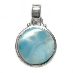 Pendentif en Larimar et Argent Rond