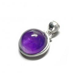 Pendentif Cabochon en Améthyste et Argent - Rond