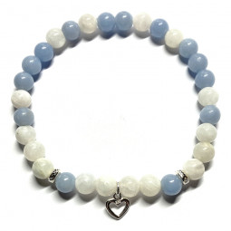 Bracelet Boules en Pierre de Lune & Angélite