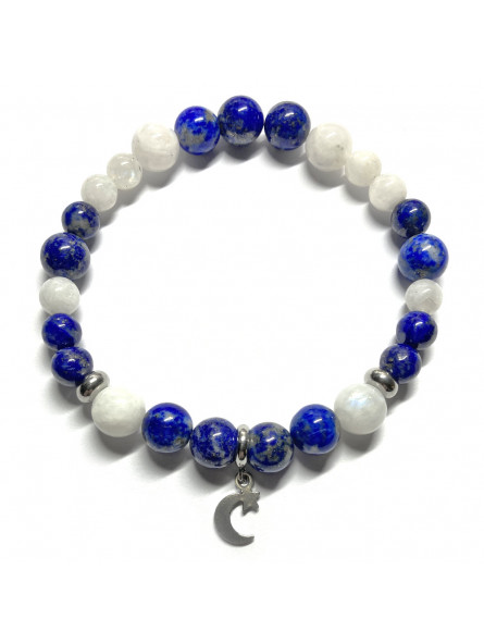 Bracelet en Pierre de Lune & Lapis Lazuli