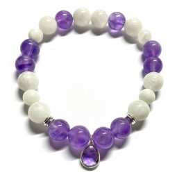 Bracelet Boules Améthyste & Pierre de Lune