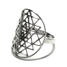 Bague Sri Yantra argent en Acier Inoxydable