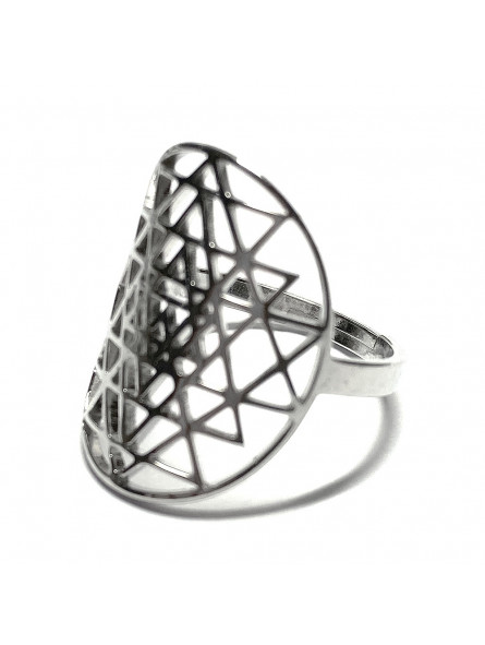 Bague Sri Yantra argent en Acier Inoxydable