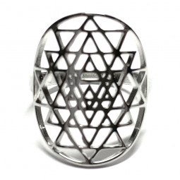 Bague Sri Yantra argent en Acier Inoxydable