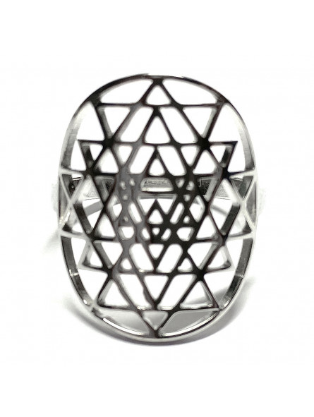 Bague Sri Yantra argent en Acier Inoxydable