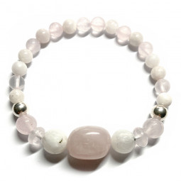 Bracelet Boules Quartz Rose & Pierre de Lune