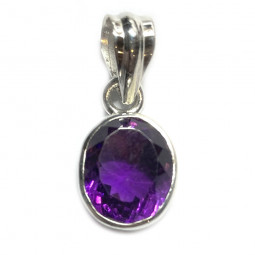 Pendentif Facetté en Améthyste & Argent