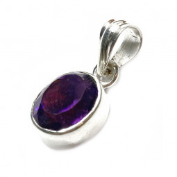 Pendentif Facetté en Améthyste & Argent