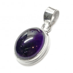 Pendentif Ovale en Améthyste et Argent