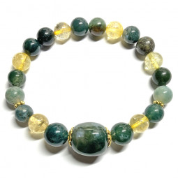 Bracelet Boules en Agate Mousse & Citrine