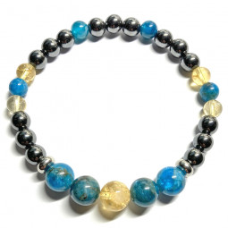 Bracelet Boules en Apatite, Hématite & Citrine