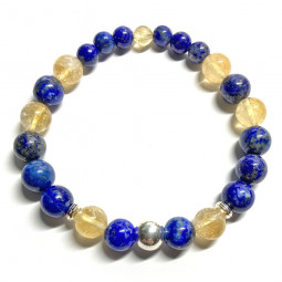 Bracelet Boules en Lapis-Lazuli & en Citrine