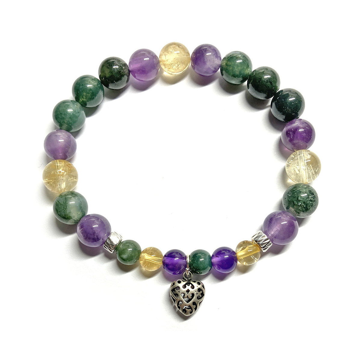 Bracelet Sur Mesure En Pierres Naturelles - Agate Mate Noire Et Améthyste - Taille Personnalisée