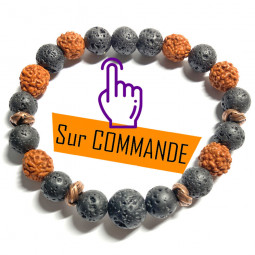 Bracelet Basalte & Bois...