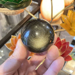 Sphère en Obsidienne Dorée