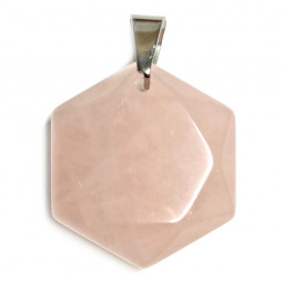 Pendentif Hexagone en Quartz Rose