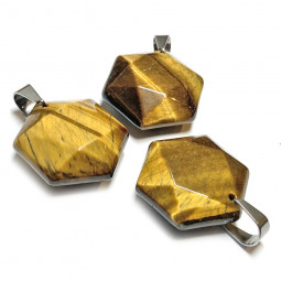 Pendentif Hexagone en Oeil de Tigre