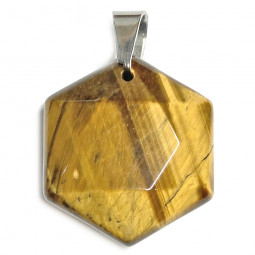 Pendentif Hexagone en Oeil de Tigre
