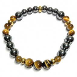 Bracelet Boules en Hématite & Oeil de Tigre