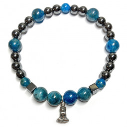 Bracelet Boules en Apatite & en Hématite