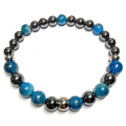 Bracelet Boules en Apatite & Hématite