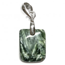 Pendentif Cabochon en Séraphinite & Argent