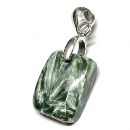 Pendentif Cabochon en Séraphinite & Argent