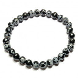 Bracelet en Obsidienne Neige - Boules  de 6 mm
