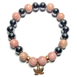 Bracelet Boules en Rhodonite & Hématite