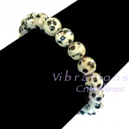 Bracelet Boules en Jaspe Dalmatien - perles de 8mm