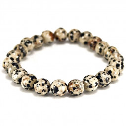 Bracelet Boules en Jaspe Dalmatien - perles de 8mm